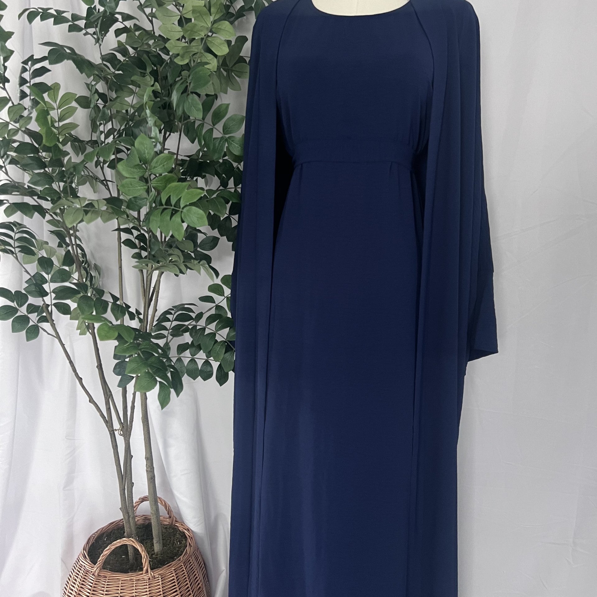 Three Piece Abaya - Navy Blue