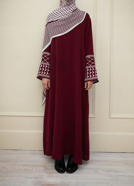 Maroon Kuffiyeh Abaya