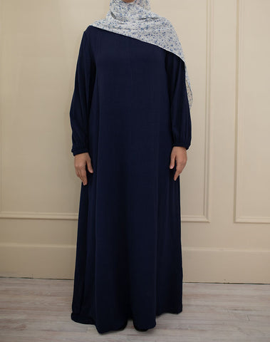 Navy Blue Cuffed Abaya