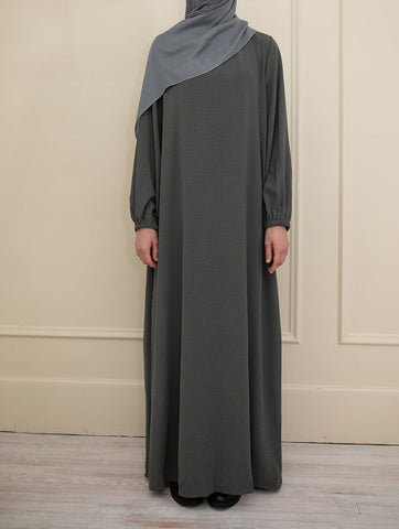 Gray-Teal Cuffed Abaya