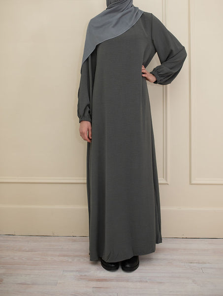 Gray-Teal Cuffed Abaya