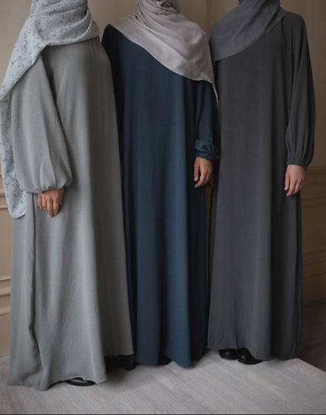 Gray-Teal Cuffed Abaya