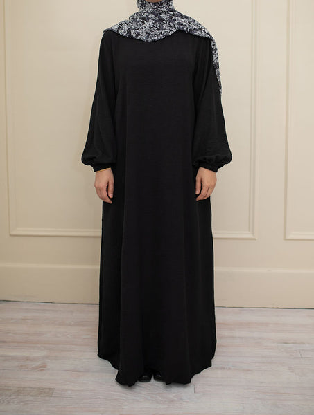 Black Cuffed Abaya