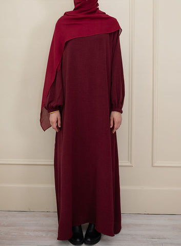Maroon Cuffed Abaya