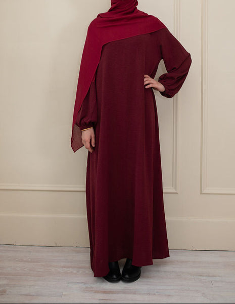 Maroon Cuffed Abaya