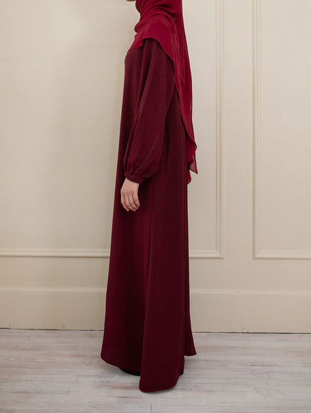 Maroon Cuffed Abaya