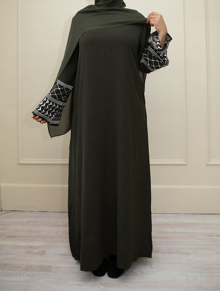 Hunter Green Kuffiyeh Abaya