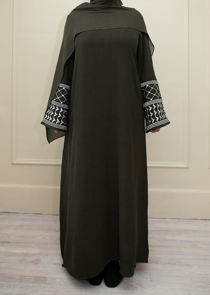 Hunter Green Kuffiyeh Abaya